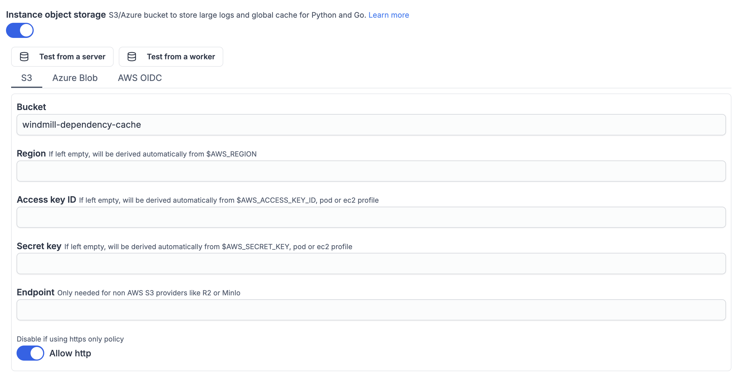 S3/Azure for Python Cache &amp; Large Logs