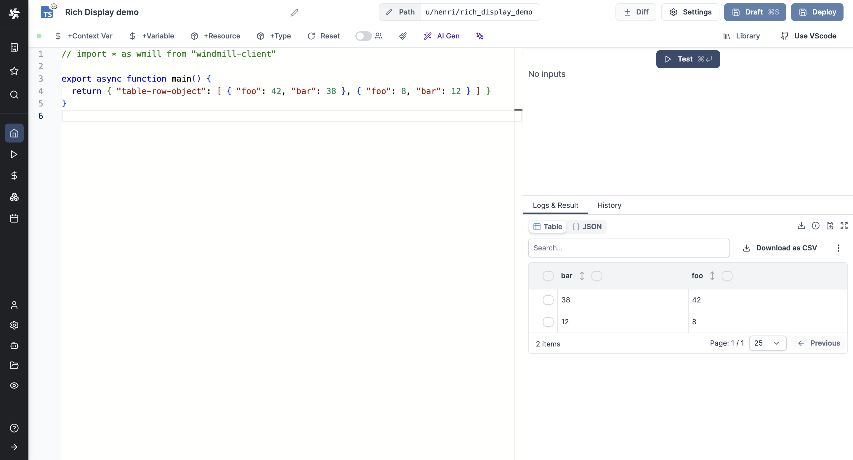 Table Row Object 1 Rich display Table Row Object 1